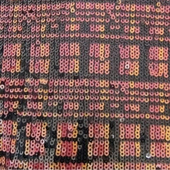 Zara Top M Sequin High Collar Mock Neck Long Sleeve Slit Cuff Party - Picture 5 of 15